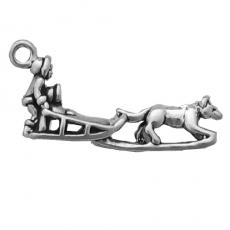 Charms. Sterling Silver, 6.1mm Width by 27.1mm Length by 11.7mm Height, Dog Sled Charm. Quantity Per Pack: 1 Piece.