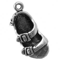 Charms. Sterling Silver, 9.6mm Width by 7.6mm Length by 20.6mm Height, Sandal Charm. Quantity Per Pack: 1 Piece.