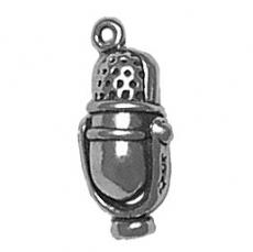 Charms. Sterling Silver, 9.4mm Width by 6.7mm Length by 19.5mm Height, Microphone Charm. Quantity Per Pack: 1 Piece.