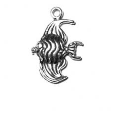 Charms. Sterling Silver, 12.9mm Width by 4.0mm Length by 19.1mm Height, Angel Fish Charm. Quantity Per Pack: 1 Piece.