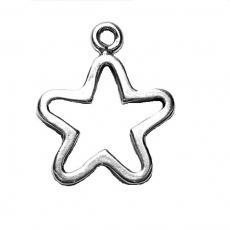 Charms. Sterling Silver, 17.9mm Width by 3.1mm Length by 21.8mm Height, Star Charm. Quantity Per Pack: 1 Piece.