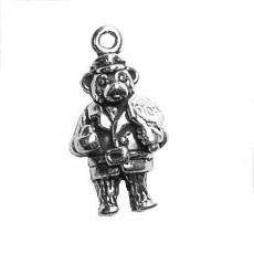 Charms. Sterling Silver, 12.1mm Width by 7.4mm Length by 23.6mm Height, Bear Policeman Charm. Quantity Per Pack: 1 Piece.