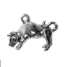 Charms. Sterling Silver, 21.6mm Width by 8.0mm Length by 14.7mm Height, Taurus Charm. Quantity Per Pack: 1 Piece.