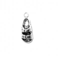 Charms. Sterling Silver, 8.3mm Width by 6.8mm Length by 21.6mm Height, Right Sandal Charm. Quantity Per Pack: 1 Piece.