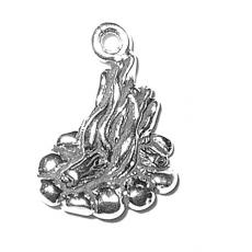 Charms. Sterling Silver, 12.1mm Width by 2.5mm Length by 16.8mm Height, Campfire Charm. Quantity Per Pack: 1 Piece.