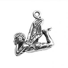 Charms. Sterling Silver, 17.5mm Width by 5.9mm Length by 17.7mm Height, Laying Fairy Charm. Quantity Per Pack: 1 Piece.