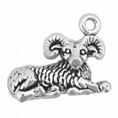 Charms. Sterling Silver, 18.5mm Width by 8.9mm Length by 14.2mm Height, Aries Charm. Quantity Per Pack: 1 Piece.