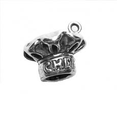 Charms. Sterling Silver, 16.4mm Width by 16.1mm Length by 14.0mm Height, Chef Hat Charm. Quantity Per Pack: 1 Piece.