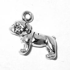 Charms. Sterling Silver, 17.4mm Width by 7.2mm Length by 14.4mm Height, Bulldog Dog Charm. Quantity Per Pack: 1 Piece.