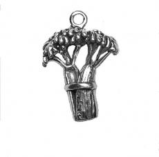 Charms. Sterling Silver, 14.6mm Width by 6.1mm Length by 20.9mm Height, Celery Charm. Quantity Per Pack: 1 Piece.