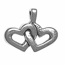 Charms. Sterling Silver, 20.8mm Width by 3.7mm Length by 17.0mm Height, Linked Hearts Pendant. Quantity Per Pack: 1 Piece.