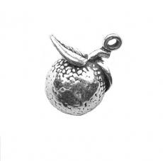 Charms. Sterling Silver, 14.2mm Width by 9.5mm Length by 16.2mm Height, Orange Charm. Quantity Per Pack: 1 Piece.