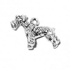 Charms. Sterling Silver, 20.7mm Width by 6.2mm Length by 14.4mm Height, Schnauzer Dog Charm. Quantity Per Pack: 1 Piece.