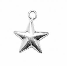 Charms. Sterling Silver, 14.1mm Width by 2.5mm Length by 17.3mm Height, Star Charm. Quantity Per Pack: 1 Piece.