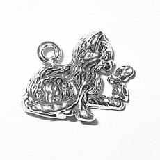 Charms. Sterling Silver, 17.2mm Width by 7.8mm Length by 14.2mm Height, Cat & Mouse Charm. Quantity Per Pack: 1 Piece.