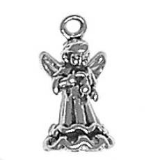 Charms. Sterling Silver, 8.0mm Width by 8.0mm Length by 15.7mm Height, Angel With Violin Charm. Quantity Per Pack: 1 Piece.