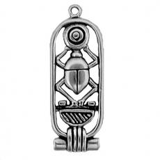 Charms. Sterling Silver, 14.2mm Width by 2.3mm Length by 38.2mm Height, Scarab Charm. Quantity Per Pack: 1 Piece.