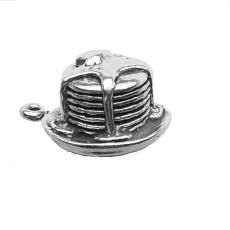 Charms. Sterling Silver, 16.4mm Width by 10.1mm Length by 19.7mm Height, Stack of Pancakes Charm. Quantity Per Pack: 1 Piece.