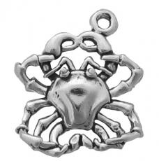 Charms. Sterling Silver, 18.6mm Width by 4.5mm Length by 20.8mm Height, Cancer / Crab Charm. Quantity Per Pack: 1 Piece.