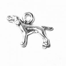 Charms. Sterling Silver, 12.0mm Width by 3.5mm Length by 8.8mm Height, Small Pointer Dog Charm. Quantity Per Pack: 1 Piece.