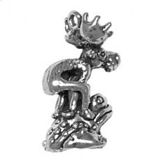 Charms. Sterling Silver, 12.6mm Width by 14.0mm Length by 23.7mm Height, Moose Leaping Frog Charm. Quantity Per Pack: 1 Piece.