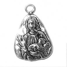 Charms. Sterling Silver, 14.6mm Width by 3.6mm Length by 21.3mm Height, Saint Agnes Charm. Quantity Per Pack: 1 Piece.