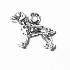 Charms. Sterling Silver, 12.2mm Width by 4.4mm Length by 9.3mm Height, Small Dalmation Dog Charm. Quantity Per Pack: 1 Piece.