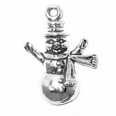 Charms. Sterling Silver, 17.7mm Width by 5.4mm Length by 24.7mm Height, Snowman Charm. Quantity Per Pack: 1 Piece.