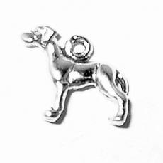 Charms. Sterling Silver, 13.6mm Width by 4.0mm Length by 10.9mm Height, Small Great Dane Dog Charm. Quantity Per Pack: 1 Piece.