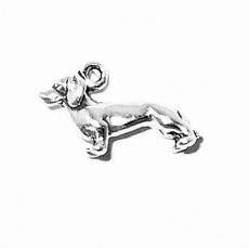 Charms. Sterling Silver, 11.5mm Width by 3.7mm Length by 7.4mm Height, Small Dachshund Dog Charm. Quantity Per Pack: 1 Piece.