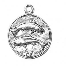 Charms. Sterling Silver, 17.1mm Width by 1.9mm Length by 21.1mm Height, Pisces Charm. Quantity Per Pack: 1 Piece.