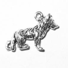 Charms. Sterling Silver, 19.3mm Width by 5.4mm Length by 14.6mm Height, German Shepherd Charm. Quantity Per Pack: 1 Piece.