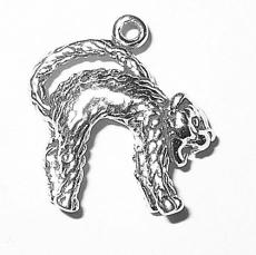 Charms. Sterling Silver, 19.3mm Width by 7.1mm Length by 20.1mm Height, Hissing Cat Charm. Quantity Per Pack: 1 Piece.