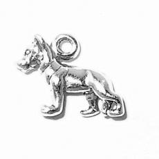 Charms. Sterling Silver, 12.4mm Width by 4.0mm Length by 9.1mm Height, Small German Shepherd Dog Charm. Quantity Per Pack: 1 Piece.