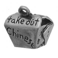 Charms. Sterling Silver, 14.1mm Width by 9.3mm Length by 12.8mm Height, Chinese Takeout Charm. Quantity Per Pack: 1 Piece.