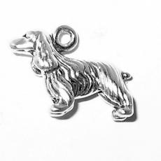 Charms. Sterling Silver, 18.2mm Width by 6.1mm Length by 13.6mm Height, Cocker Spaniel Dog Charm. Quantity Per Pack: 1 Piece.