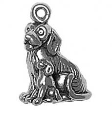 Charms. Sterling Silver, 15.0mm Width by 11.9mm Length by 20.3mm Height, Dog With Puppy Charm. Quantity Per Pack: 1 Piece.