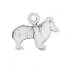 Charms. Sterling Silver, 11.9mm Width by 4.5mm Length by 9.6mm Height, Small Collie Dog Charm. Quantity Per Pack: 1 Piece.