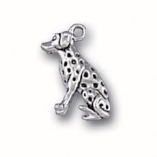 Charms. Sterling Silver, 15.1mm Width by 7.9mm Length by 16.3mm Height, Sitting Dalmation Dog Charm. Quantity Per Pack: 1 Piece.