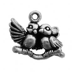 Charms. Sterling Silver, 17.2mm Width by 7.7mm Length by 13.0mm Height, Love Birds Charm. Quantity Per Pack: 1 Piece.