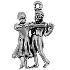 Charms. Sterling Silver, 15.8mm Width by 8.9mm Length by 24.2mm Height, Dancing Couple Charm. Quantity Per Pack: 1 Piece.