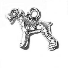 Charms. Sterling Silver, 11.6mm Width by 4.4mm Length by 9.6mm Height, Small Schnauzer Dog Charm. Quantity Per Pack: 1 Piece.