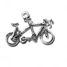 Charms. Sterling Silver, 25.7mm Width by 6.6mm Length by 15.6mm Height, Tandem Bicycle Charm. Quantity Per Pack: 1 Piece.