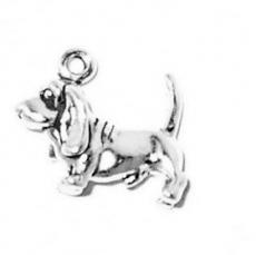 Charms. Sterling Silver, 10.7mm Width by 4.5mm Length by 9.3mm Height, Small Basset Hound Dog Charm. Quantity Per Pack: 1 Piece.