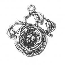 Charms. Sterling Silver, 20.4mm Width by 3.5mm Length by 21.4mm Height, Bird Nest Charm. Quantity Per Pack: 1 Piece.