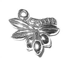 Charms. Sterling Silver, 17.4mm Width by 6.8mm Length by 17.8mm Height, Coffee Bean Charm. Quantity Per Pack: 1 Piece.