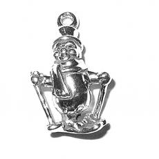 Charms. Sterling Silver, 13.7mm Width by 8.8mm Length by 20.8mm Height, Snowman Skiing Charm. Quantity Per Pack: 1 Piece.