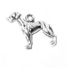 Charms. Sterling Silver, 18.8mm Width by 5.8mm Length by 15.9mm Height, Great Dane Dog Charm. Quantity Per Pack: 1 Piece.