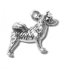 Charms. Sterling Silver, 15.4mm Width by 6.6mm Length by 15.1mm Height, Akita Dog Charm. Quantity Per Pack: 1 Piece.