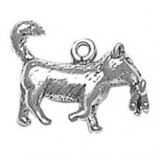 Charms. Sterling Silver, 19.0mm Width by 6.7mm Length by 13.4mm Height, Cat With Kitten Charm. Quantity Per Pack: 1 Piece.